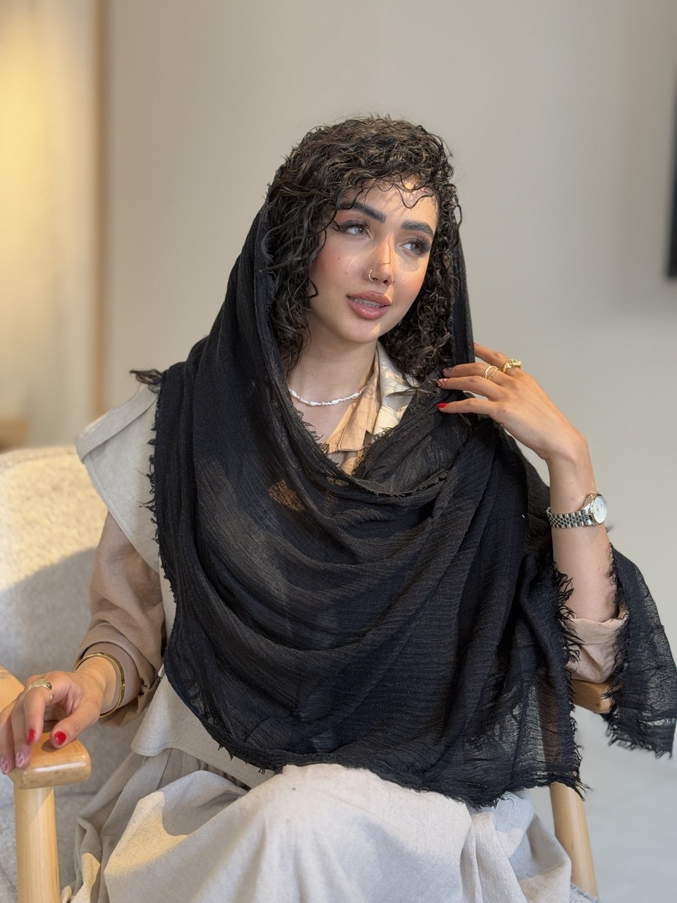 شال مشکی کنفی زارا