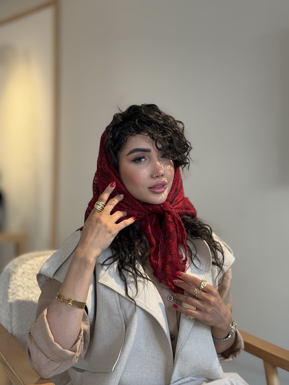 اسکارف سه گوش گیپور گلدخت