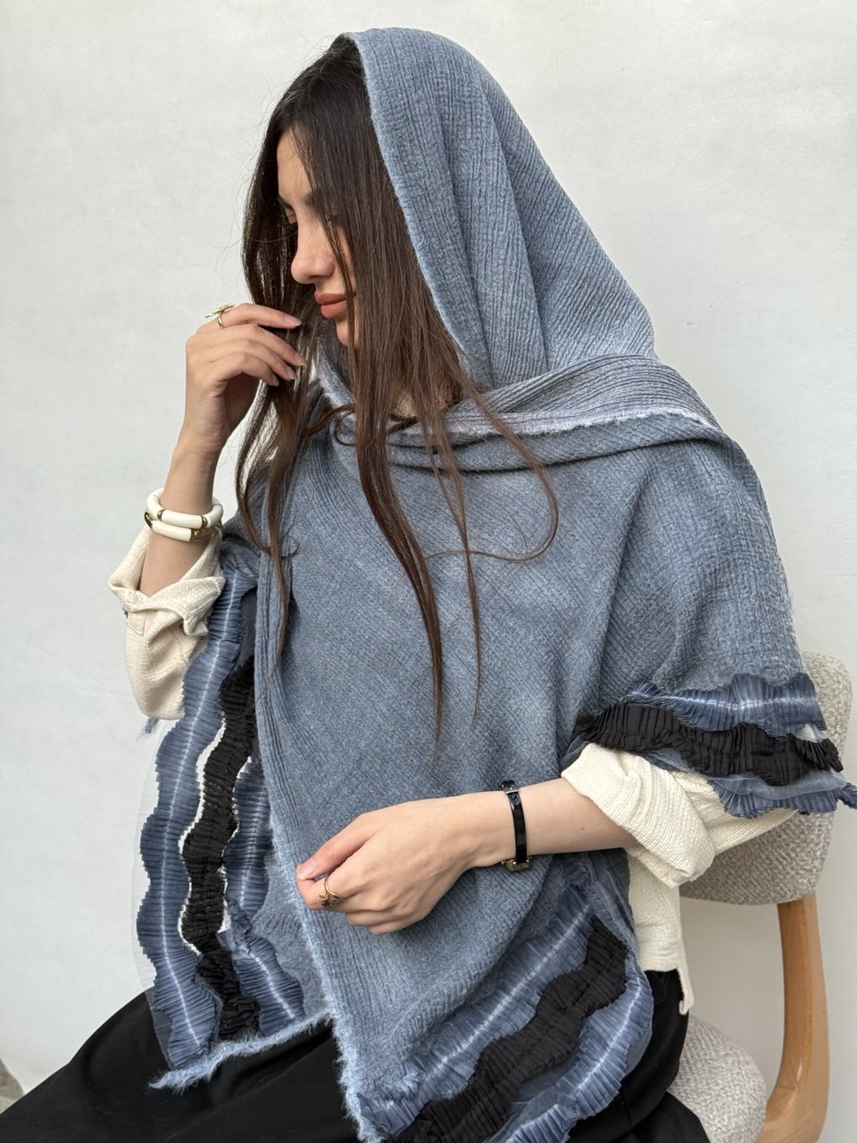 شال پلیسه دانتل دار