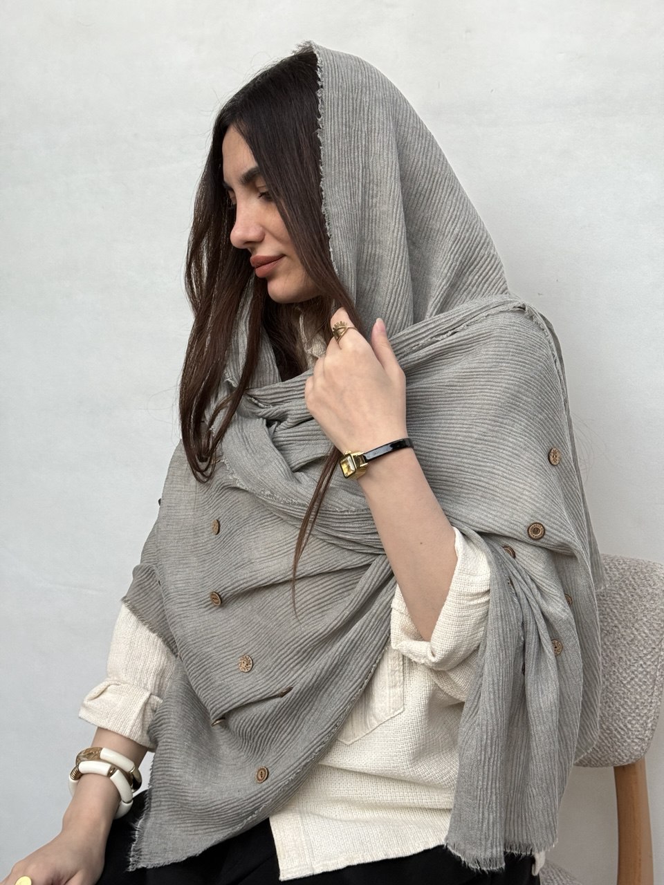 شال پلیسه مزونی دکمه دار