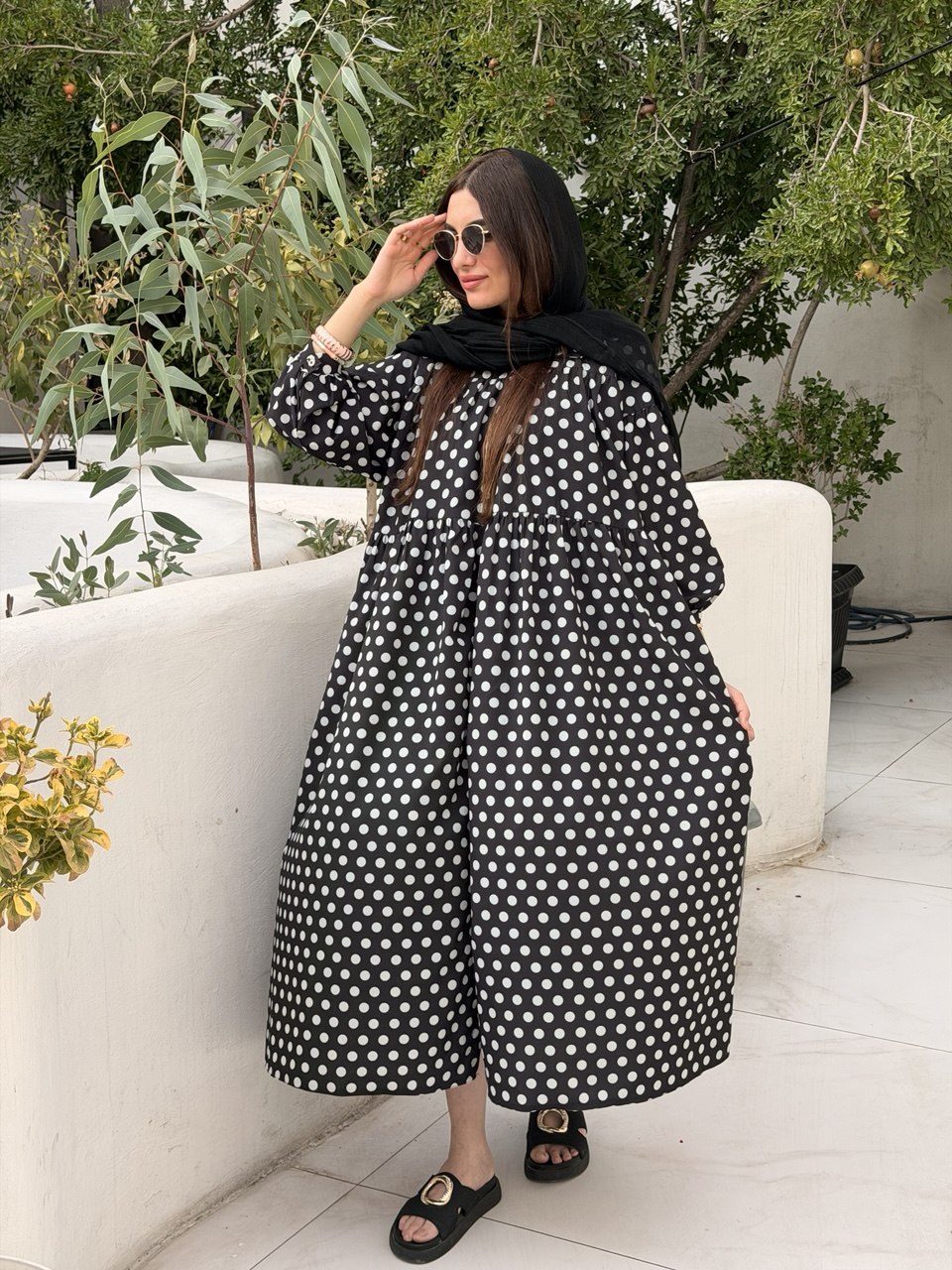 کفتان خال خال مشکی سفید