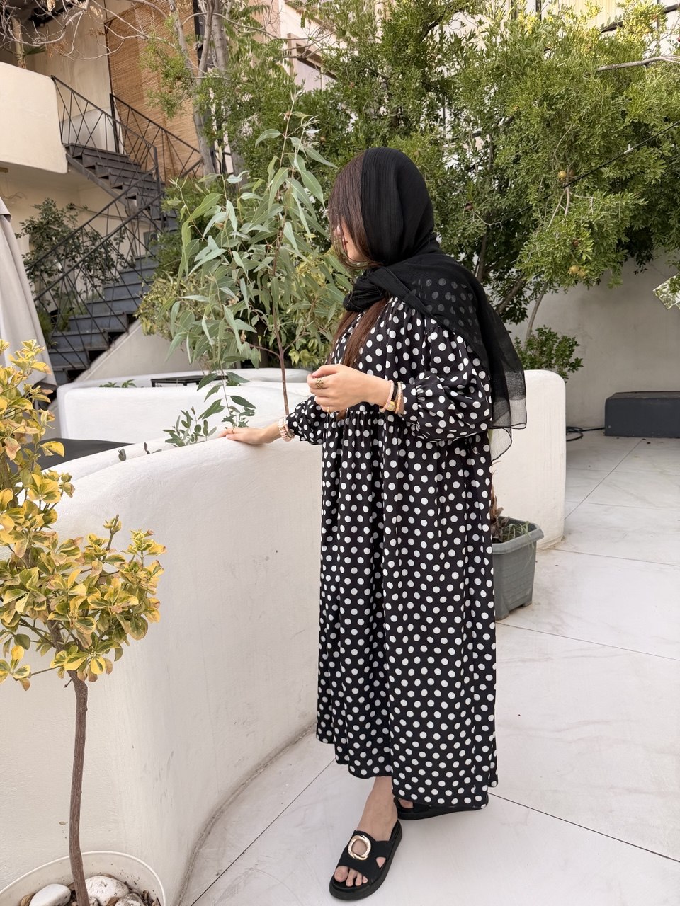 کفتان خال خال مشکی سفید