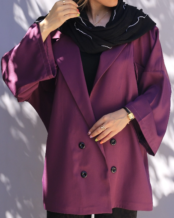 کت زنانه سفید کرپ اوور 