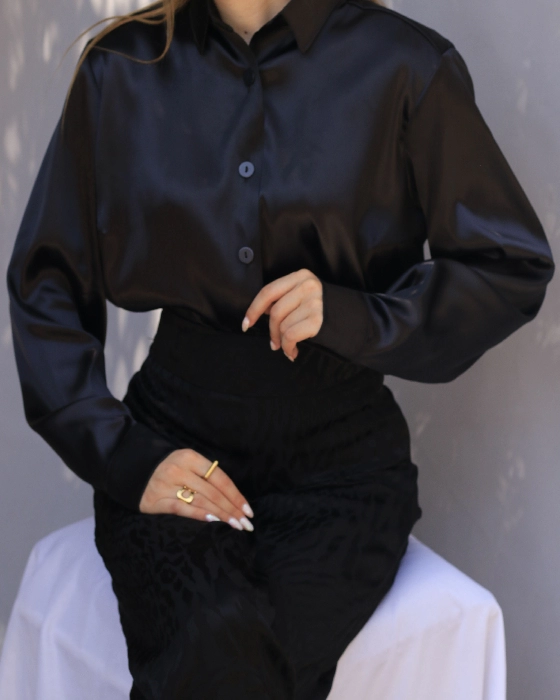 شومیز مشکی ساتن